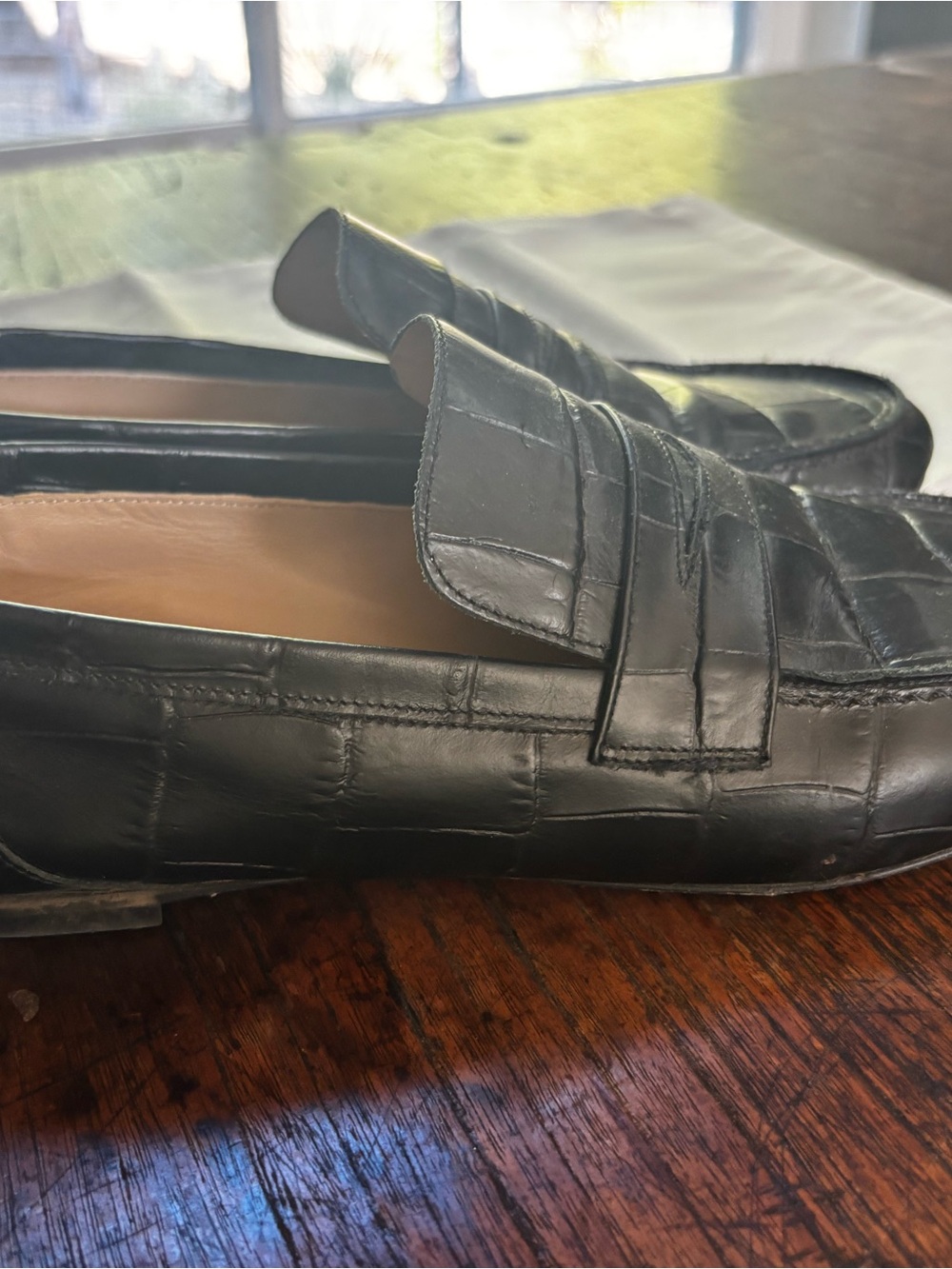 Jamie Haller Penny Loafers Black Croc Leather Size 40 - Picture 10 of 10